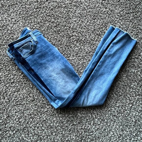 Flying Monkey Mid Rise Tuxedo Side Slit Skinny Crop Jeans - Picture 2 of 7